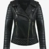 Obsidian Gold Women's Leather Biker Jacket (5)
