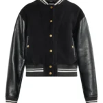 Obsidian Grace Women's Black Leather Bomber Jacket