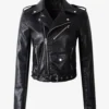Obsidian Surge Women's Black Leather Biker Jacket (1)