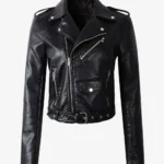 Obsidian Surge Women's Black Leather Biker Jacket