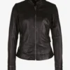 Onyx Racer Women’s Black Leather Café Jacket Timeless Edition 1