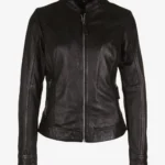 Onyx Racer Women's Black Leather Café Jacket – Timeless Edition