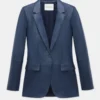 Opulent Sapphire Soft Leather Blazer Tailored Elegance for Women 1
