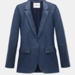 Opulent Sapphire Soft Leather Blazer – Tailored Elegance for Women
