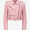 Pink Mirage Women’s Cropped Leather Biker Jacket 4