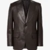 Refined Vintage Dark Brown Leather Blazer Classic Slim Fit 3