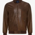 Rugged Maverick Brown Leather Bomber – Full-Grain Distressed Jacket