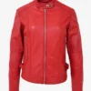 Scarlet Inferno Women's Soft Red Leather Biker Jacket (5)