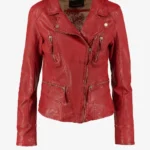 Scarlet Vibe Women's Leather Biker Jacket - Bold & Sleek
