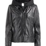 Shadow Raven Removeable Hood Leather Jacket
