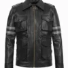 Tactical Rebel Black Leather Jacket Utility Style 2