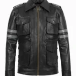Tactical Rebel Black Leather Jacket – Utility Style