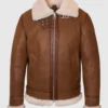 Timber Brown Aviator Shearling Jacket US Biker Maverick (5)