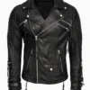 Titan Black Retro Leather Biker Jacket Heavy Duty Design 3