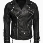 Titan Black Retro Leather Biker Jacket – Heavy Duty Design