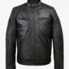 Vanguard Black Leather Moto Jacket Vintage Antique Detailing for Bold Style 1