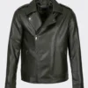 Verdant Trail Olive Leather Biker Jacket Rugged Moto Design 2