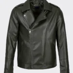 Verdant Trail Olive Leather Biker Jacket – Rugged Moto Design