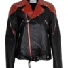 Viperstrike Women's Biker Jacket Black and Red Leather 4