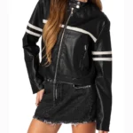 Vortex Stride Women's Racer Jacket – Black with White Stripes