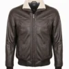 Biker Legacy Bomber Leather Jacket with Fur Collar (3)