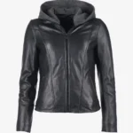 Noir Eclipse With Hood Leather Jacket