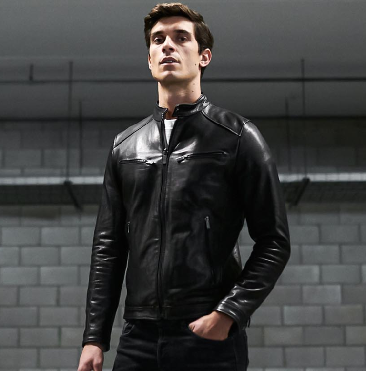 Mens Black Leather Caferacer Jackets