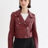 Burgundy Rebel Cropped Leather Moto USBiker Luxe 3