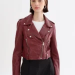 Burgundy Rebel Cropped Leather Moto – USBiker Luxe