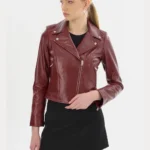 Burgundy Vibe Luxe Leather Moto – USBiker Edition