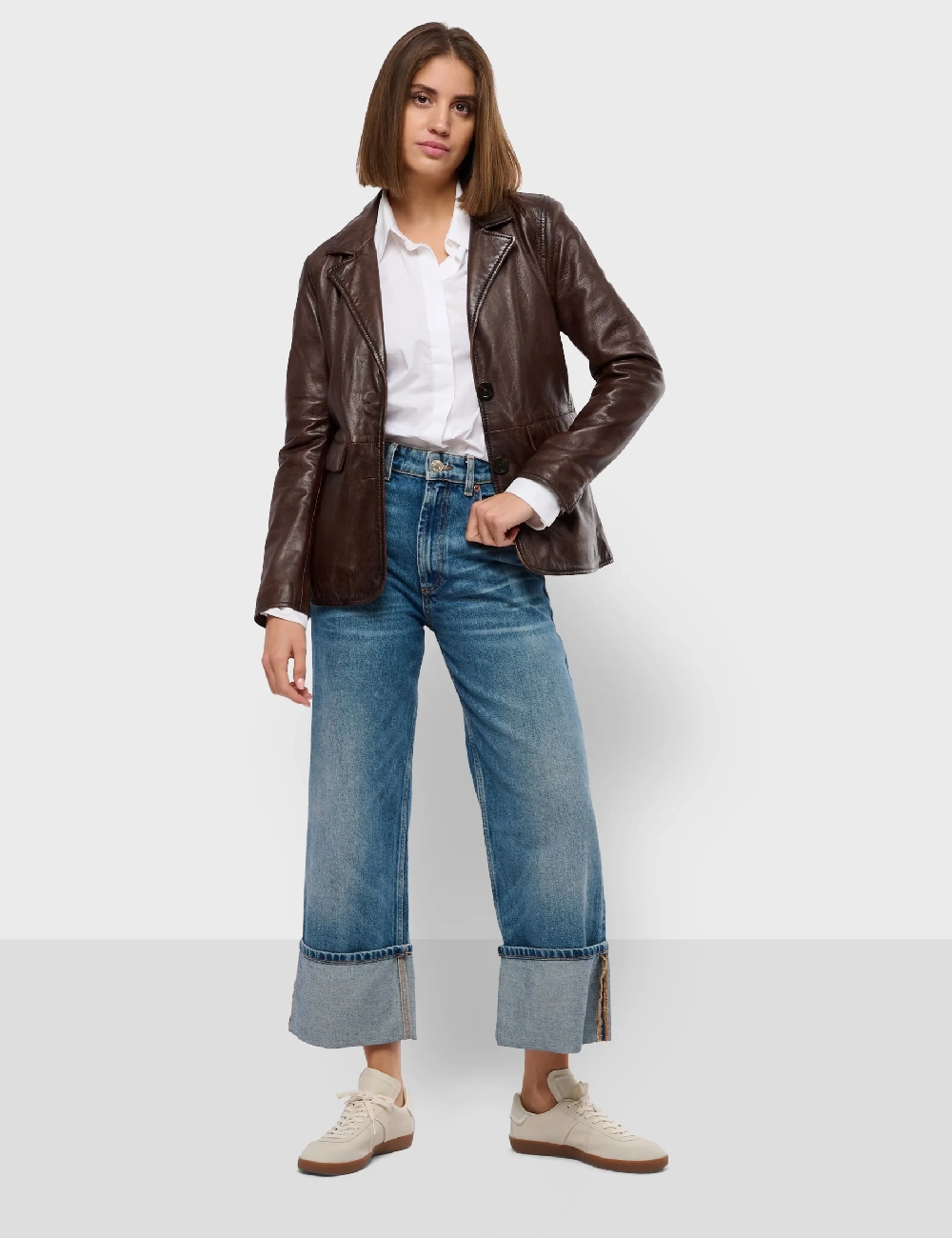 Cognac Ember Luxe Blazer Women’s Real Leather Jacket 5