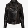 Dust Cruze Washed Leather Biker Jacket Women’s Fit 6