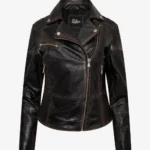 Dust Cruze Washed Leather Biker Jacket – Women’s Fit