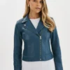 SlateBlue Racer Leather Biker Jacket with Champagne Hardware (1)