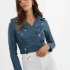 Storm Blue Rebel Cropped Moto US Biker Jacket Signature 1