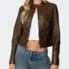 Urban Ember Cropped Leather Biker Jacket – Brown Edition (1)