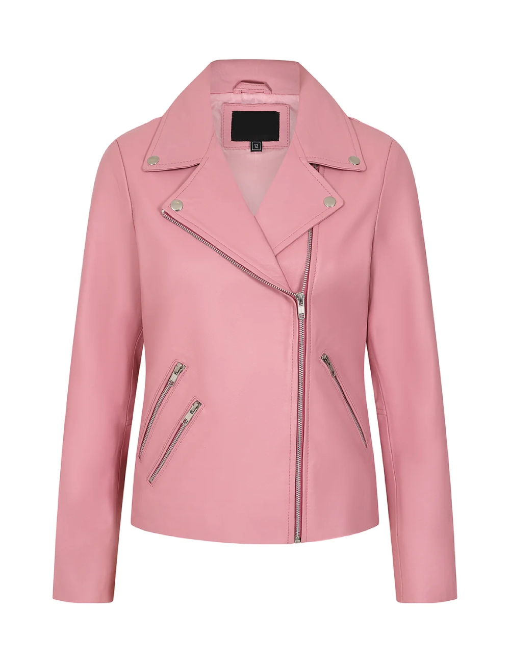 Blush Throttle Women’s Pink Biker Leather Jacket 1