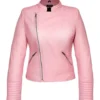 BlushRider Women’s Pink Moto Asymmetrical Leather Jacket (5)