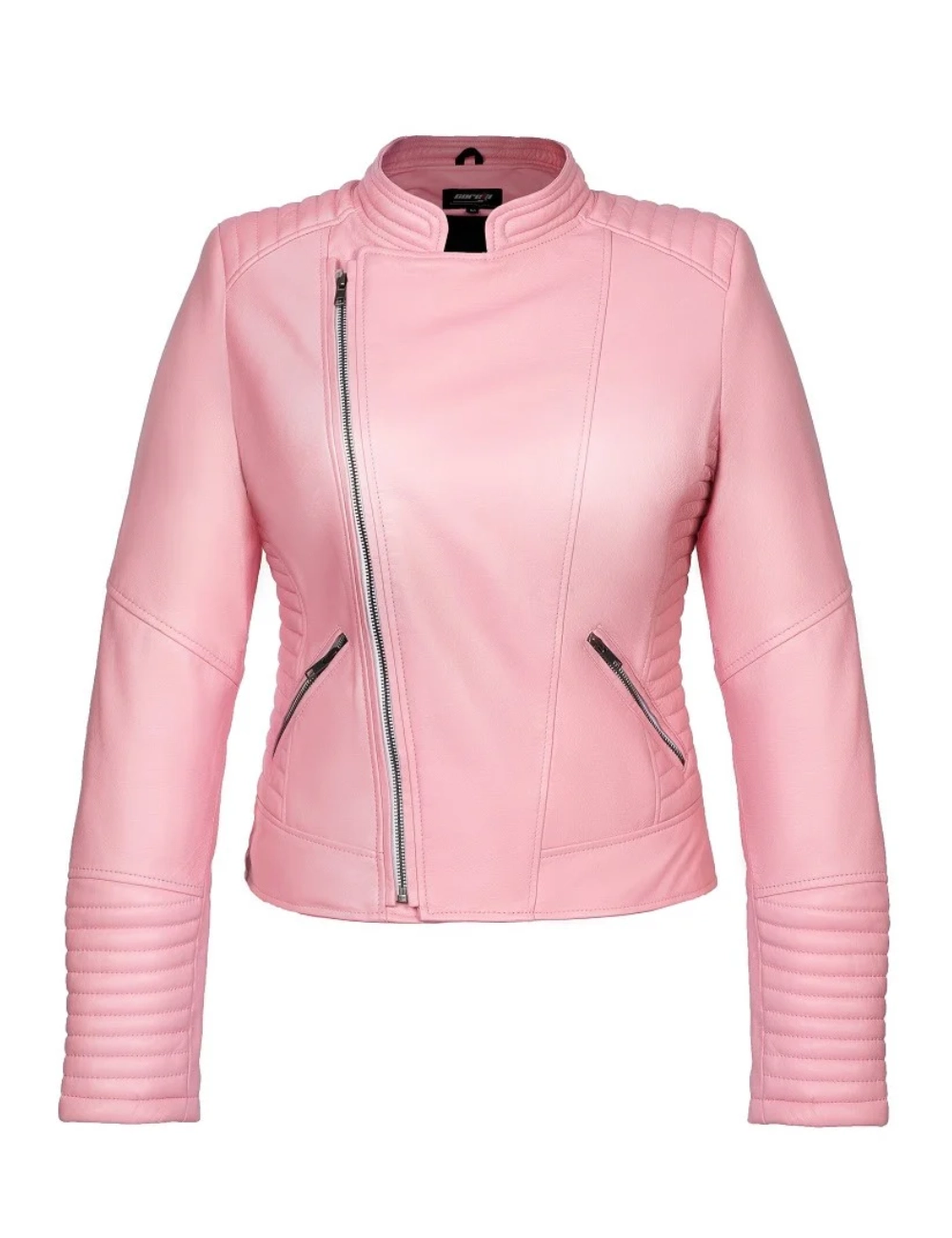 BlushRider Women’s Pink Moto Asymmetrical Leather Jacket (5)