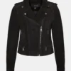 ChromeLock Strap Biker Collar Suede Leather Jacket (1)