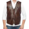 IronTrail Men’s Brown Leather Biker Vest (2)