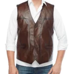 IronTrail Men’s Brown Leather Biker Vest