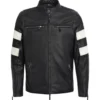IvoryStrike Men's Black Cafe Racer Leather Jacket (1)