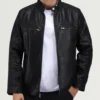 Men’s OnyxTrail Racer Black Leather Jacket (1)