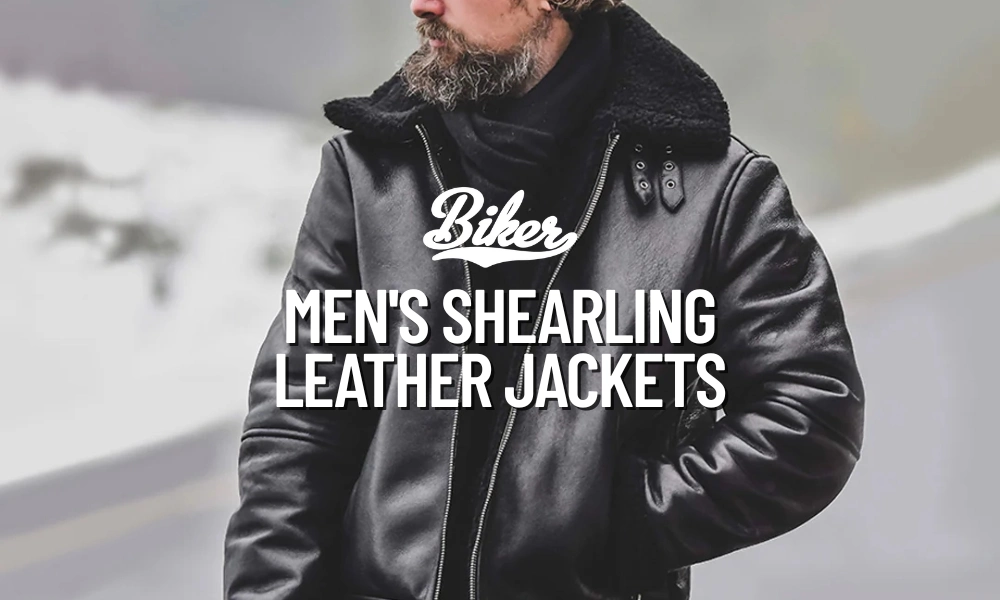 Men's Shearling Leather Jacket By US Biker Jacket