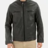 RidgeCore Stand Collar Biker Leather Blouson (1)