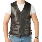 RustGear Men’s Distressed Brown Leather Motorcycle Vest