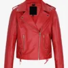 ScarletStriker Women’s Classic Red Moto Jacket (5)