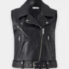 ShadowCruze Women's Leather Biker Vest - Jet Black (4)