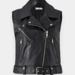 ShadowCruze Women's Leather Biker Vest - Jet Black